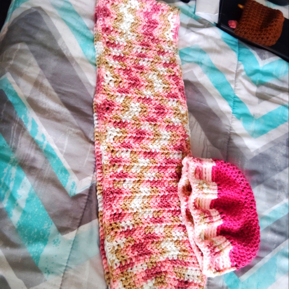 Colorful Kids Knit Scarf and Hat Set